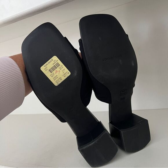 Donald J Pliner Brit Open Toe Block Heel Slip-On Sandal Black Women’s 8.5 - Picture 4 of 5